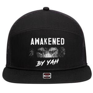 Awakened By Yah Hebrew Israelite Lion Of Judah Jewish 7 Panel Mesh Trucker Snapback Hat