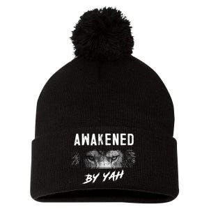 Awakened By Yah Hebrew Israelite Lion Of Judah Jewish Pom Pom 12in Knit Beanie