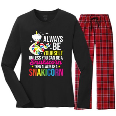 Always Be Yourself Unless You Can Be A Snakicorn Snakes Women's Long Sleeve Flannel Pajama Set 