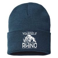 Always Be Yourself Unless Rhinoceros Zoology Rhino Lover Sustainable Knit Beanie