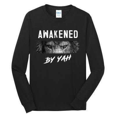 Awakened By Yah Hebrew Israelite Lion Of Judah Jewish Tall Long Sleeve T-Shirt