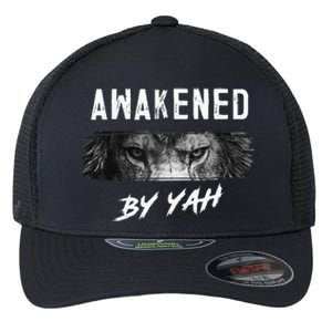 Awakened By Yah Hebrew Israelite Lion Of Judah Jewish Flexfit Unipanel Trucker Cap