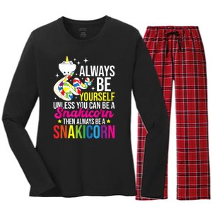 Always Be Yourself Unless You Can Be A Snakicorn Snakes Women's Long Sleeve Flannel Pajama Set 