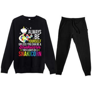 Always Be Yourself Unless You Can Be A Snakicorn Snakes Premium Crewneck Sweatsuit Set