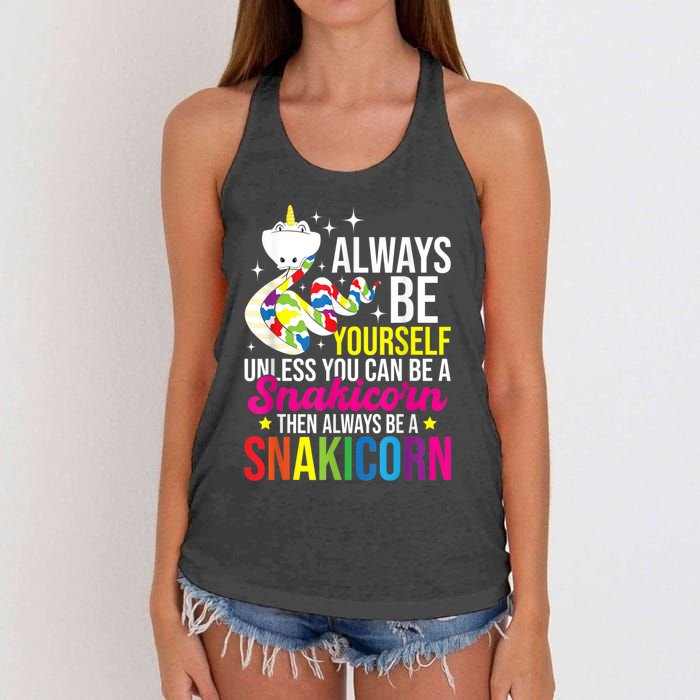 Always Be Yourself Unless You Can Be A Snakicorn Snakes Women's Knotted Racerback Tank