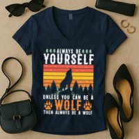 Always Be Yourself Unless You Can Be A Wolf Women's V-Neck T-Shirt
