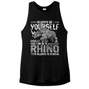 Always Be Yourself Unless Rhinoceros Zoology Rhino Lover Ladies PosiCharge Tri-Blend Wicking Tank