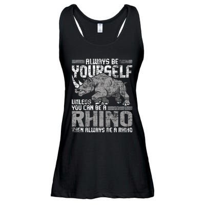 Always Be Yourself Unless Rhinoceros Zoology Ladies Essential Flowy Tank