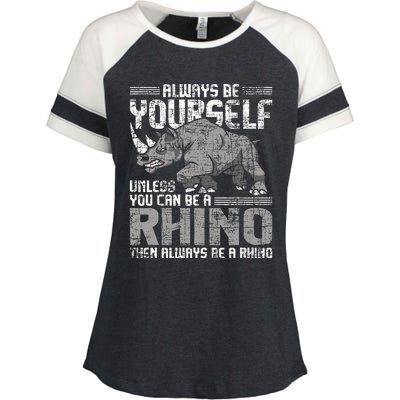 Always Be Yourself Unless Rhinoceros Zoology Enza Ladies Jersey Colorblock Tee