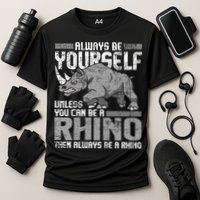 Always Be Yourself Unless You Can Be A Rhino Gift Cooling Performance Crew T-Shirt