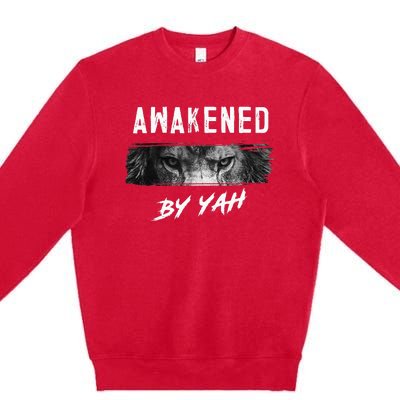 Awakened By Yah Hebrew Israelite Lion Of Judah Jewish Premium Crewneck Sweatshirt