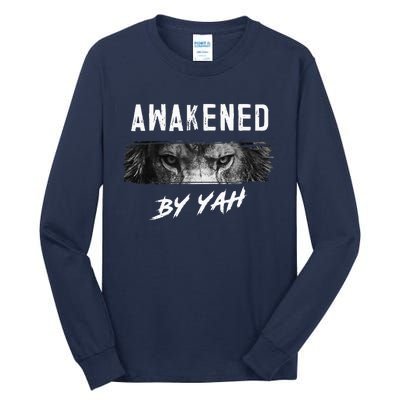 Awakened By Yah Hebrew Israelite Lion Of Judah Jewish Tall Long Sleeve T-Shirt