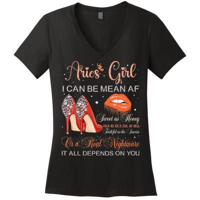 Aries Birthday Zodiac Bday Party Horoscope Wo Women's V-Neck T-Shirt
