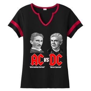 AC VS DC Thomas Edison Nikola Tesla Ladies Halftime Notch Neck Tee