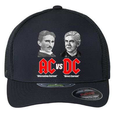 AC VS DC Thomas Edison Nikola Tesla Flexfit Unipanel Trucker Cap