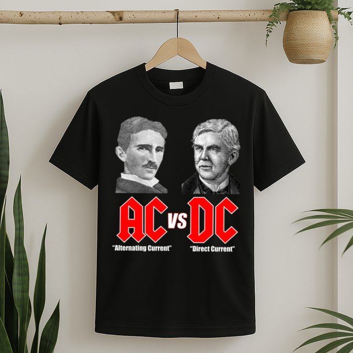 AC VS DC Thomas Edison Nikola Tesla T-Shirt