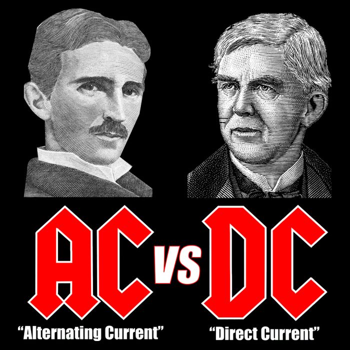 AC VS DC Thomas Edison Nikola Tesla T-Shirt