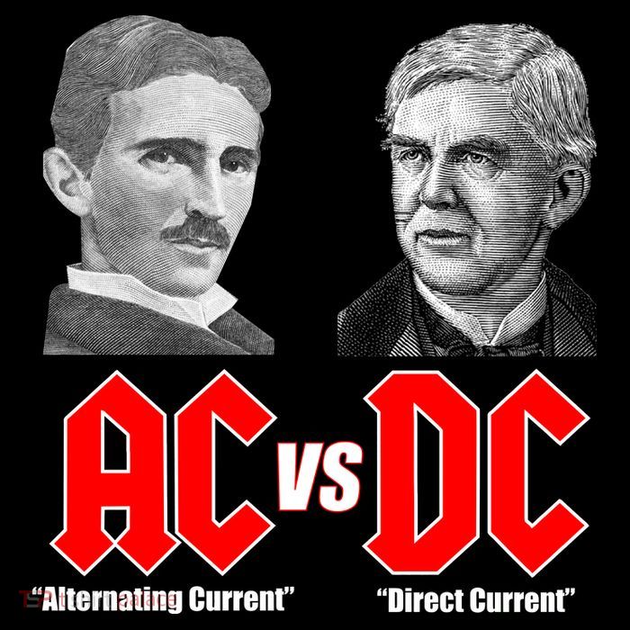 AC VS DC Thomas Edison Nikola Tesla Tall T-Shirt