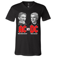 AC VS DC Thomas Edison Nikola Tesla V-Neck T-Shirt