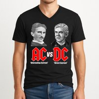 AC VS DC Thomas Edison Nikola Tesla V-Neck T-Shirt
