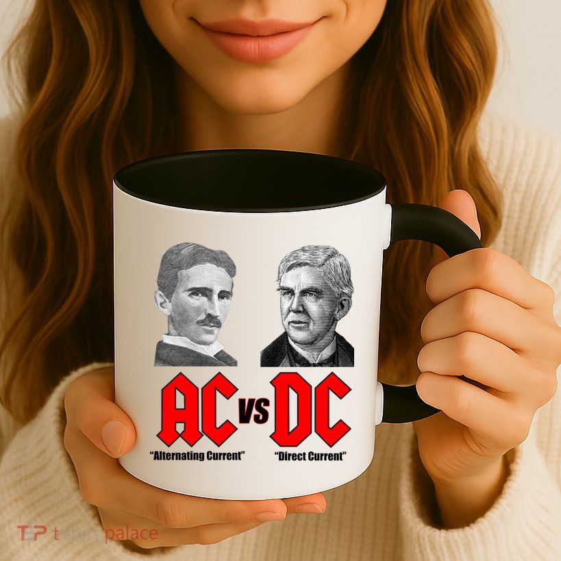 AC VS DC Thomas Edison Nikola Tesla Mug