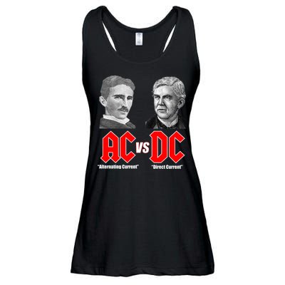 AC VS DC Thomas Edison Nikola Tesla Ladies Essential Flowy Tank