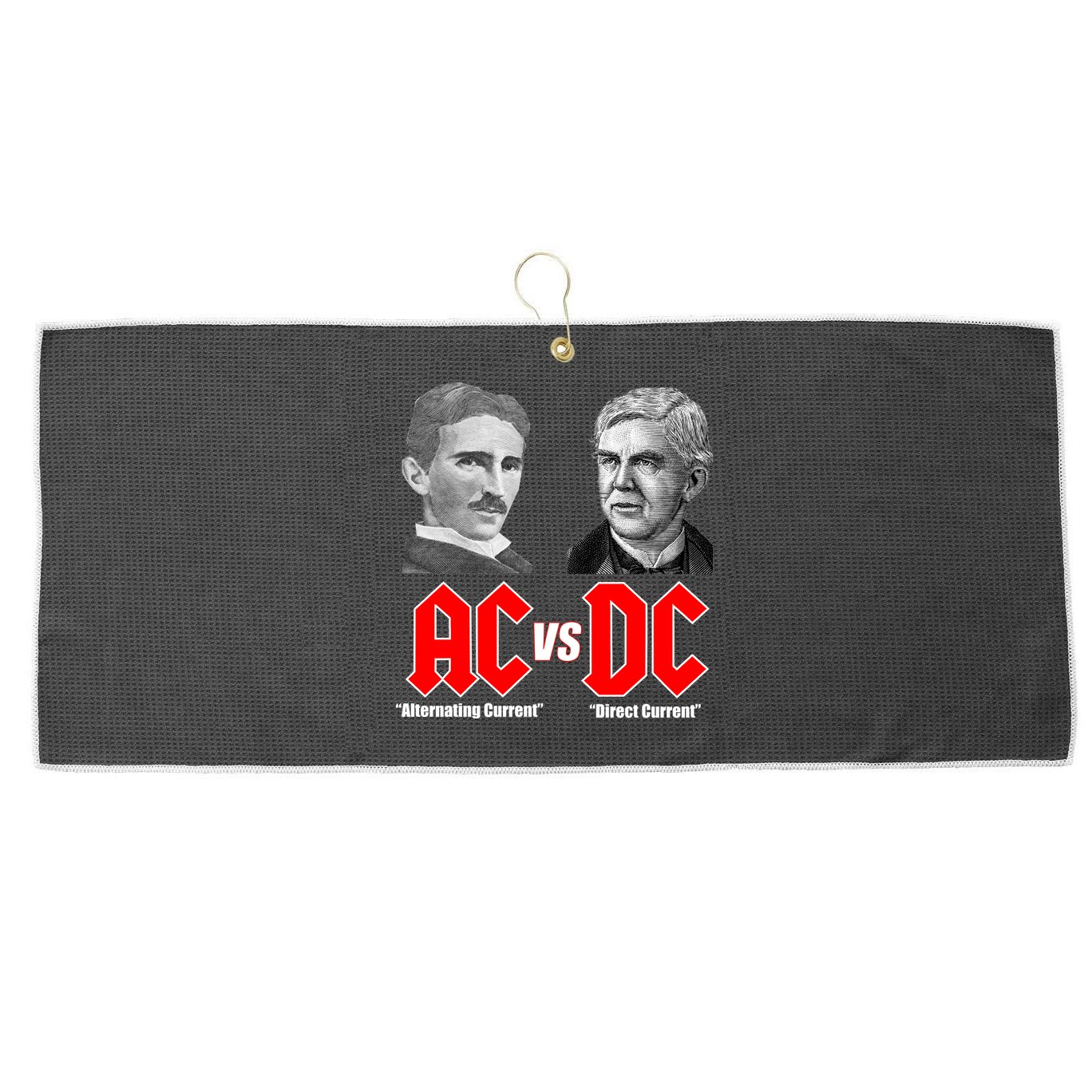 AC VS DC Thomas Edison Nikola Tesla Large Microfiber Waffle Golf Towel