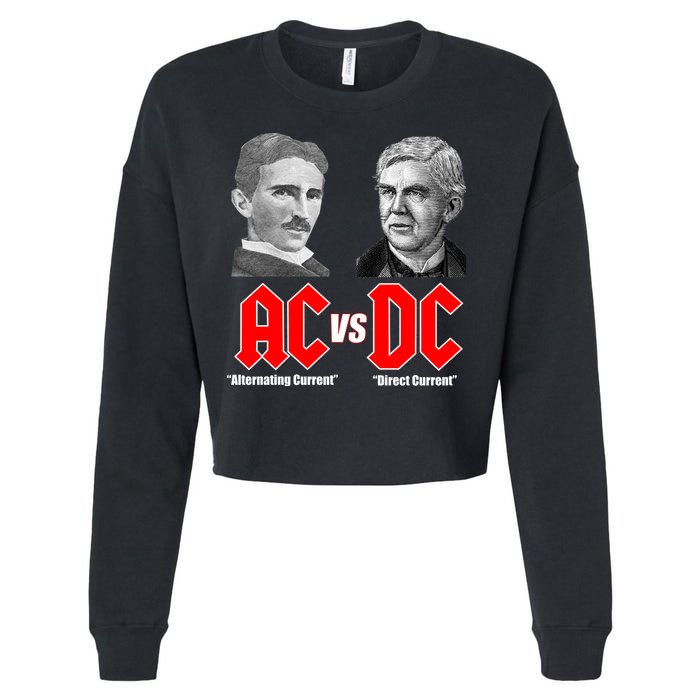 AC VS DC Thomas Edison Nikola Tesla Cropped Pullover Crew