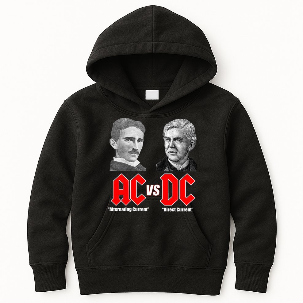 AC VS DC Thomas Edison Nikola Tesla Kids Hoodie