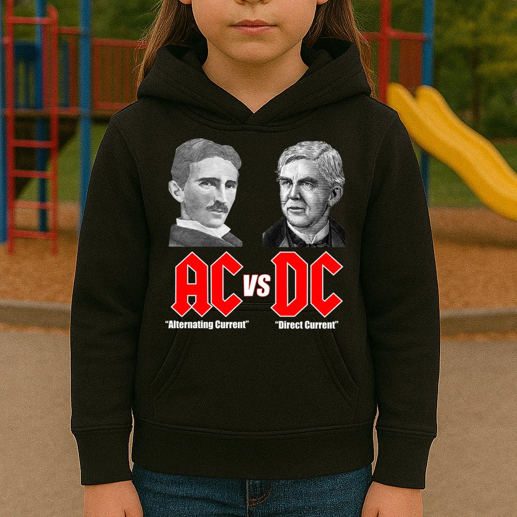 AC VS DC Thomas Edison Nikola Tesla Kids Hoodie