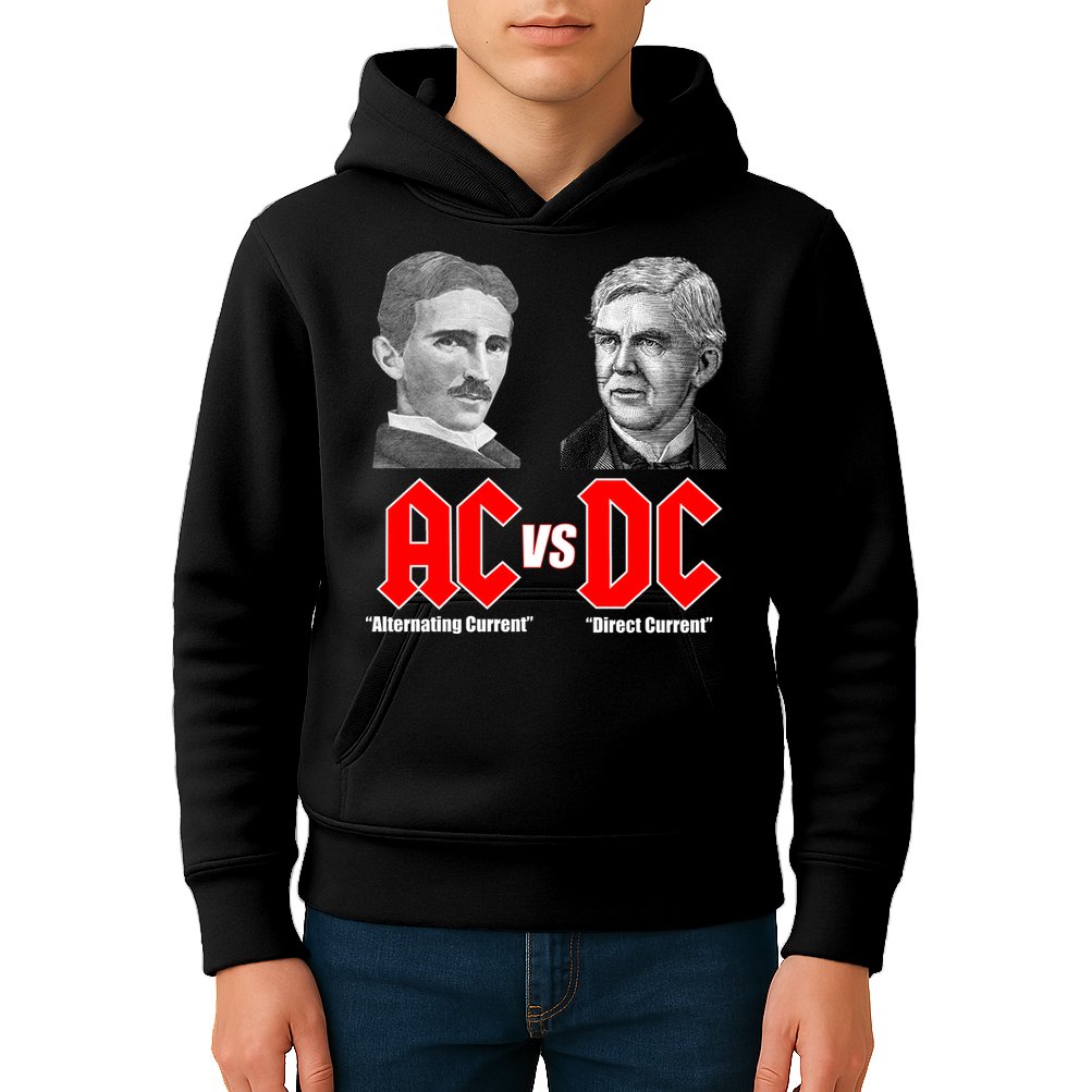 AC VS DC Thomas Edison Nikola Tesla Kids Hoodie