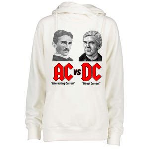 AC VS DC Thomas Edison Nikola Tesla Womens Funnel Neck Pullover Hood