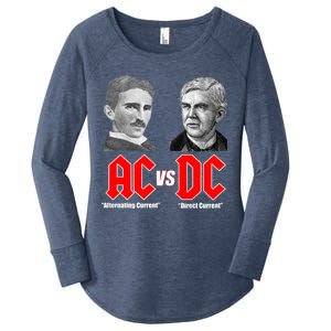 AC VS DC Thomas Edison Nikola Tesla Women's Perfect Tri Tunic Long Sleeve Shirt