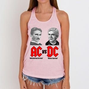 AC VS DC Thomas Edison Nikola Tesla Women's Knotted Racerback Tank