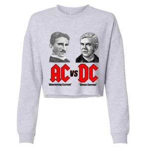 AC VS DC Thomas Edison Nikola Tesla Cropped Pullover Crew