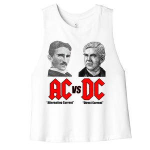 AC VS DC Thomas Edison Nikola Tesla Women's Racerback Cropped Tank