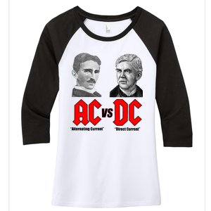 AC VS DC Thomas Edison Nikola Tesla Women's Tri-Blend 3/4-Sleeve Raglan Shirt