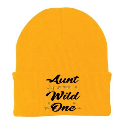 Aunt Cute 1st Birthday Auntie Of The Wild One Family Set Gift Knit Cap Winter Beanie