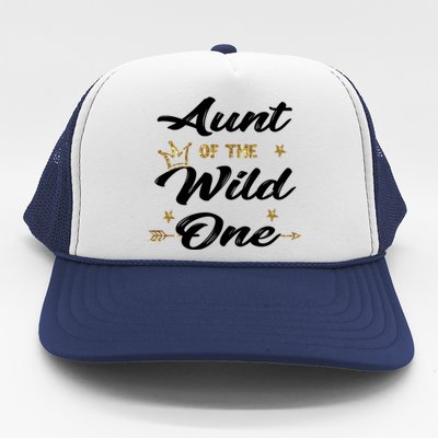 Aunt Cute 1st Birthday Auntie Of The Wild One Family Set Gift Trucker Hat