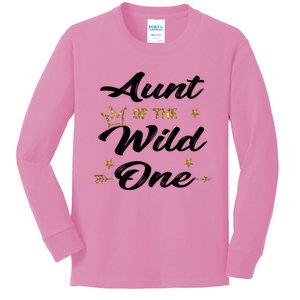 Aunt Cute 1st Birthday Auntie Of The Wild One Family Set Gift Kids Long Sleeve Shirt