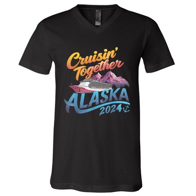 Alaska Cruise 2024 Family Cruise 2024 Cruisin Together V-Neck T-Shirt