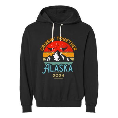 Alaska Cruise 2024 Family Friends Group Travel Matching Garment-Dyed Fleece Hoodie