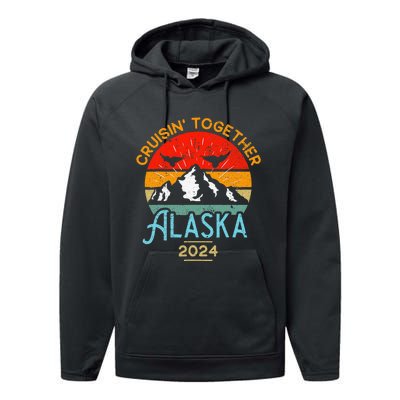 Alaska Cruise 2024 Family Friends Group Travel Matching Performance Fleece Hoodie