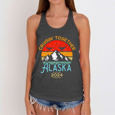 Alaska Cruise 2024 Family Friends Group Travel Matching Women's Knotted Racerback Tank