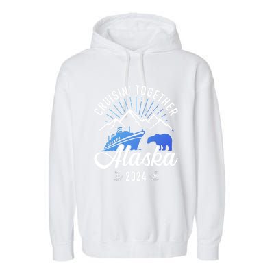 Alaska Cruise 2024 Family Friends Group Travel Matching Garment-Dyed Fleece Hoodie