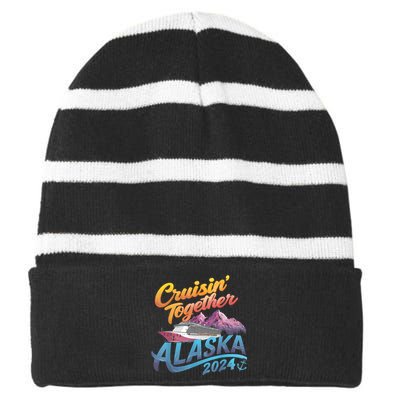 Alaska Cruise 2024 Family Cruise 2024 Cruisin Together Striped Beanie with Solid Band