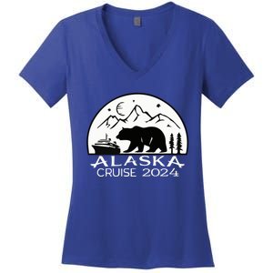 Alaska Cruise 2024 Matching Squad Summer Spring Vacation Gift Women's V-Neck T-Shirt