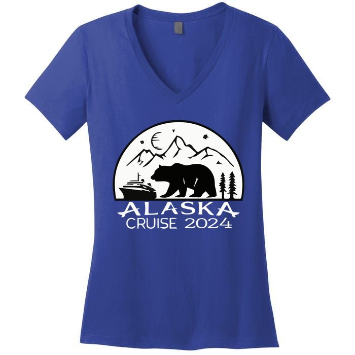 Alaska Cruise 2024 Matching Squad Summer Spring Vacation Gift Women's V-Neck T-Shirt