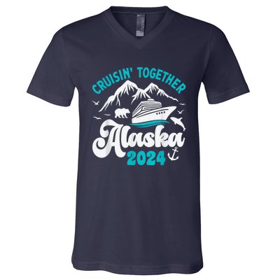 Alaska Cruise 2024 Matching Family  Wo Kid Girl Boy V-Neck T-Shirt