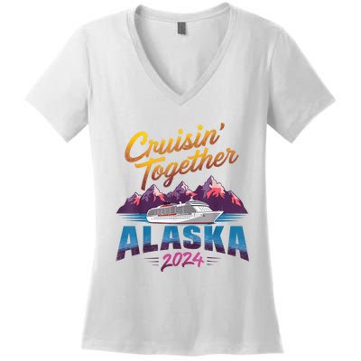 Alaska Cruise 2024 Family Cruise 2024 Cruisin Together Women's V-Neck T-Shirt